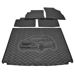 Alfombra protector maletero + alfombrillas de goma a medida kit para OPEL Astra K desde 2015 hasta 2022