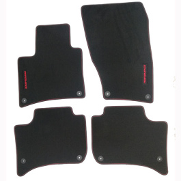 Alfombras Alfombrillas en calidad premium velour con logo e hilo rojo a medida para Porsche Cayenne II desde 2010 hasta 2017
