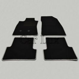 Alfombras Alfombrillas a medida para Renault Clio III Edition Velour con borde gris y logo CLIO