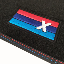 Alfombras alfombrillas a medida en moqueta velour con logo para BMW X5 F15 desde 2013 hasta 2018