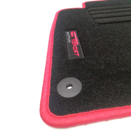 Alfombrillas a medida en moqueta velour con borde rojo para Renault Laguna GT Sport