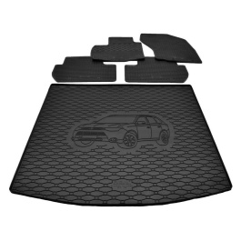 Alfombra protector maletero + alfombrillas de goma a medida kit para MITSUBISHI Outlander III desde 2012-