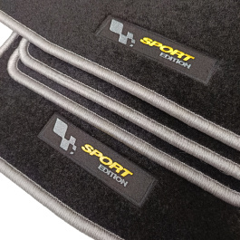 Alfombras Alfombrillas a medida para Renault Clio III con borde gris y logo desde 2005 hasta 2012